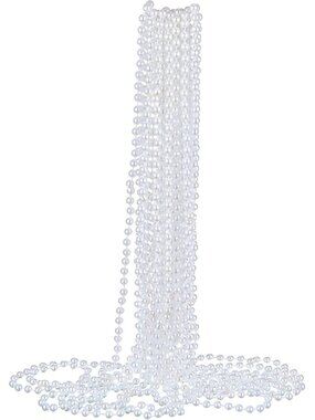 12 Pack Long Faux Pearl Necklaces White Beaded Costume Jewelry for Women & Girls
